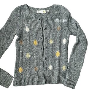 Charlie & Robin gray wool cardigan sz XS cable knit boho cottagecore sweater
